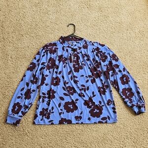 Floral Perwinkle and Burgundy Women's Top
